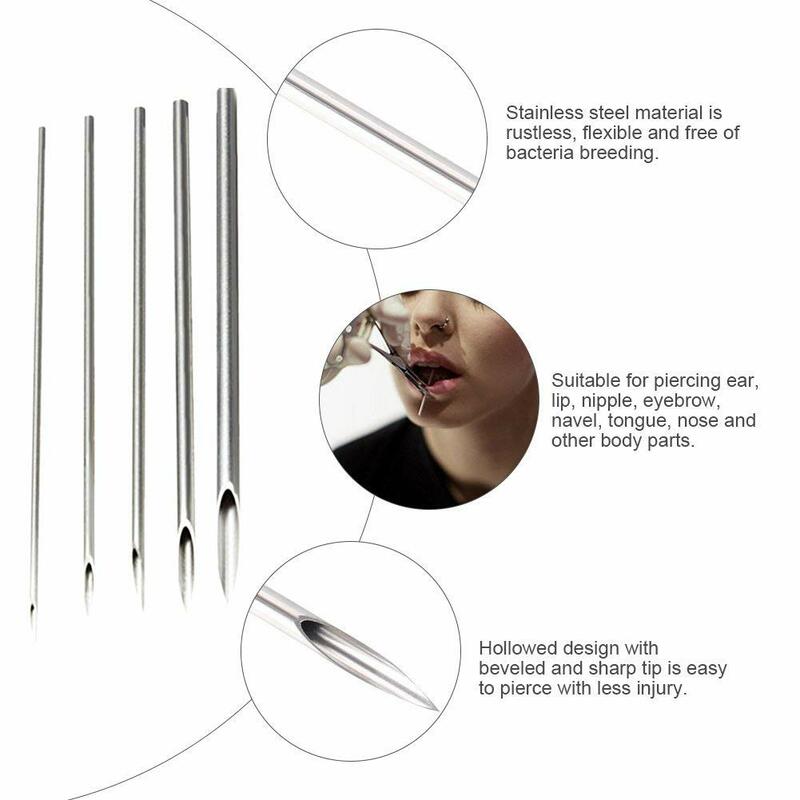 12G 14G 16G 18G 20G 5/10/30/50pcs Piercing Needles Disposable Body Piercing Needles Ear Nose Navel Nipple Piercing Piercing Kits