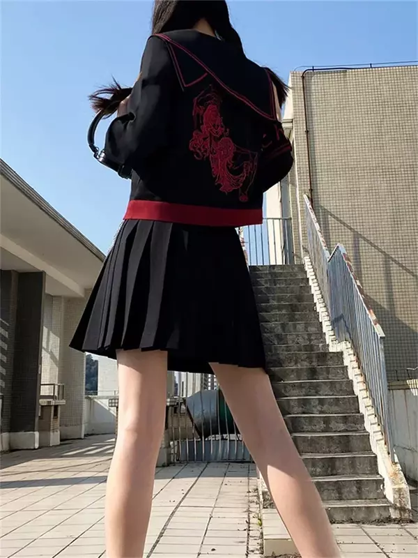 Nicemix Jk Uniform Suit Genuine Original Dark 2023SS New Bad Girl Sailor Suit Long-sleeved Long Skirt Full Set Unique Streetwear