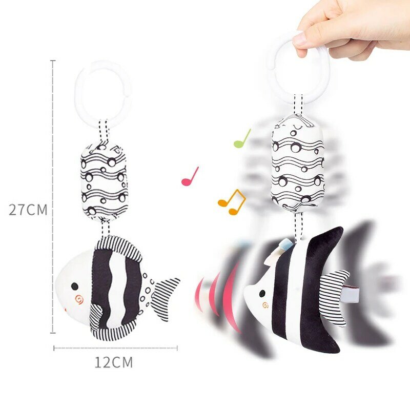 Baby Infant Rattles Newborn Black White Visual Grab Ability Training Toys Stroller Bed Hanging Bell Plush Doll игрушки для детей