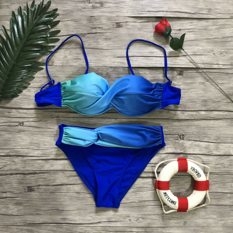 Bikini 2024 neue Badeanzug Frauen Bade bekleidung sexy Push-up Bikinis Set Mode allmählich gedruckt Badeanzug Sommer Strand zweiteilig Set