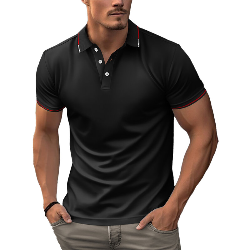 Heren Tops Office Shirt Korte Mouw Slim Fit T-Shirt T-Shirt T-Shirt Tops Blouse Zakelijke Knopen Casual Voor Heren