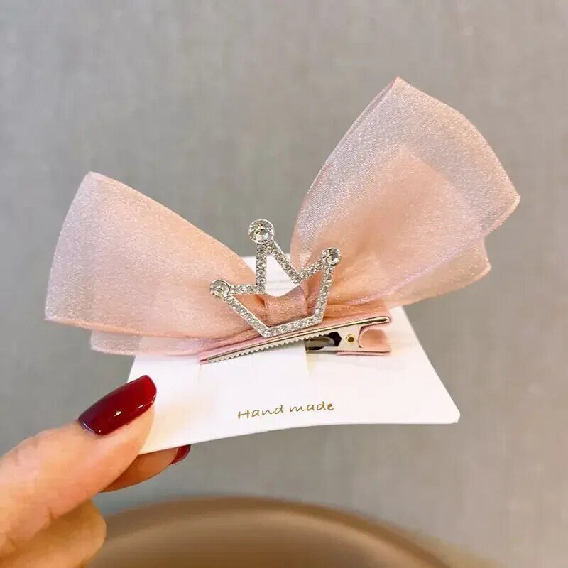 Koreaanse Gaas Kinderen Boog Haar Pin 3D Princess Crown Hair Pin Verjaardag Fotografie Hoofddeksels Meisjes Kids Haar Accessoires