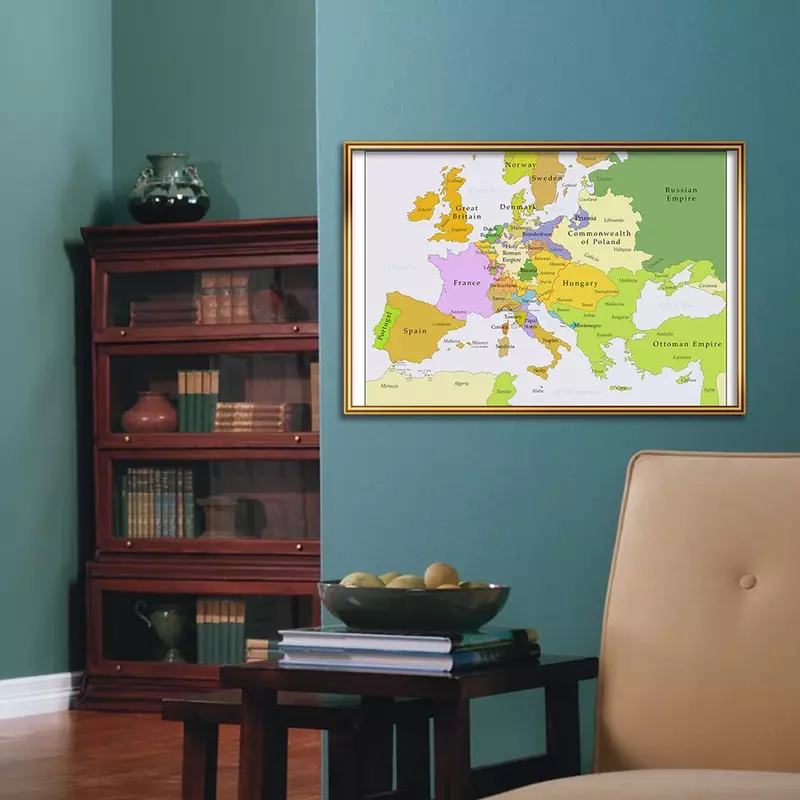 59*42cm 1700-1850 europa mapa Retro płótnie malarstwo ścienne plakat artystyczny podróży szkolne klasie dekoracji wnętrz