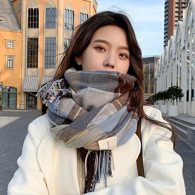 New Fashion Winter Plaid Scarf Female Autumn And Winter Everything New Casual Classic Imitation Cashmere Plaid