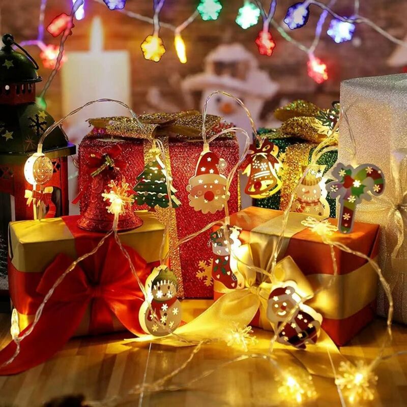 산타 클로스 엘크 크리스마스 조명, 스트링 크리스마스 장식, 크리스마스 트리 야간 조명, 1.65m, 10LED 눈송이