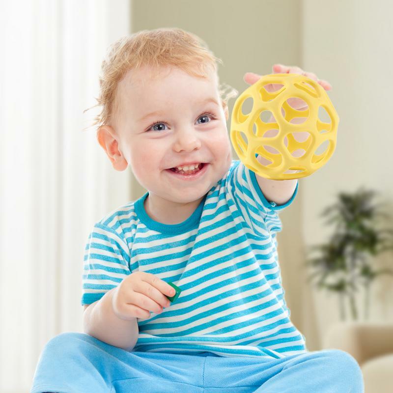 Sonajero giratorio para bebés, Bola de agarre, juguete de desarrollo para bebés, mordedor de silicona, juguetes sensoriales para bebés