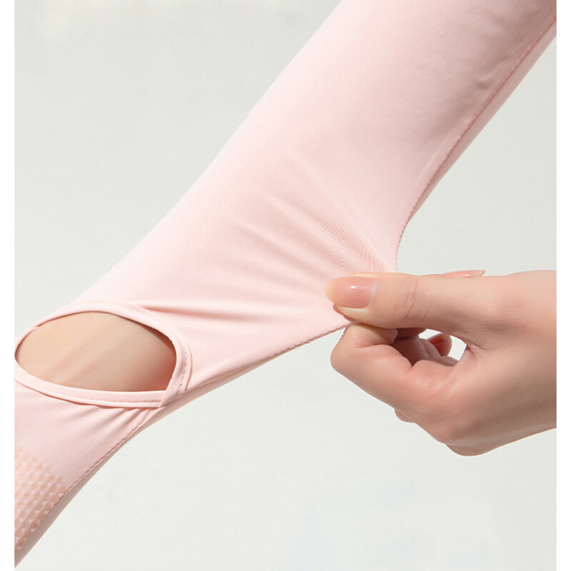 여성용 여름 아이스 실크 자외선 차단 긴 클램셸 장갑, 탄성 미끄럼 방지, 빠른 건조, 조절식 UPF 50 +, 56.5cm