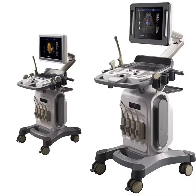 Color Doppler Ultrasound Machine, carrinho móvel, sistema de diagnóstico, 2D, 15 "tela LED