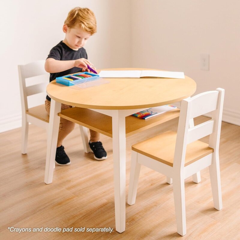Wooden children's table with 2 chairs - Game room, two tone - Children's and children's activity furniture set