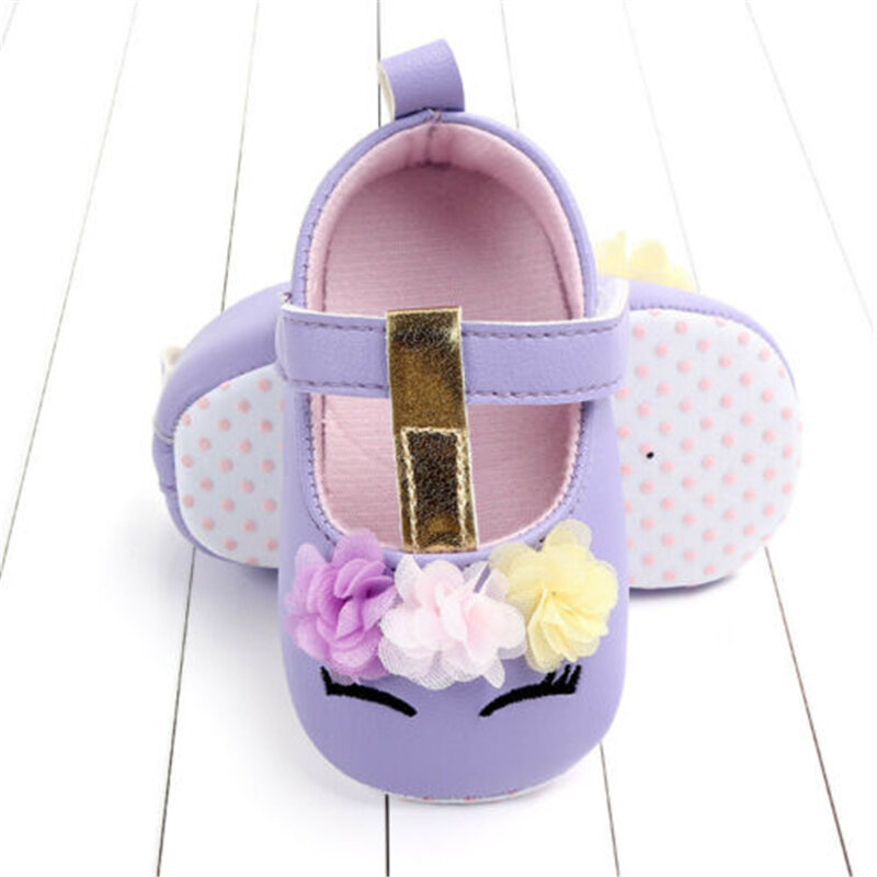 Sapatos de berço floral de couro PU, sapatos infantis fofos para bebês, primeiros caminhantes, primavera e outono