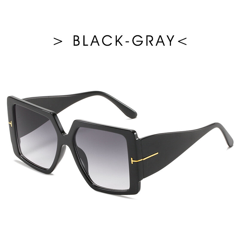 Kacamata hitam persegi mewah kacamata hitam Wanita Pria Retro merek desainer bingkai plastik kacamata hitam kebesaran wanita Grandient Shades Oculos