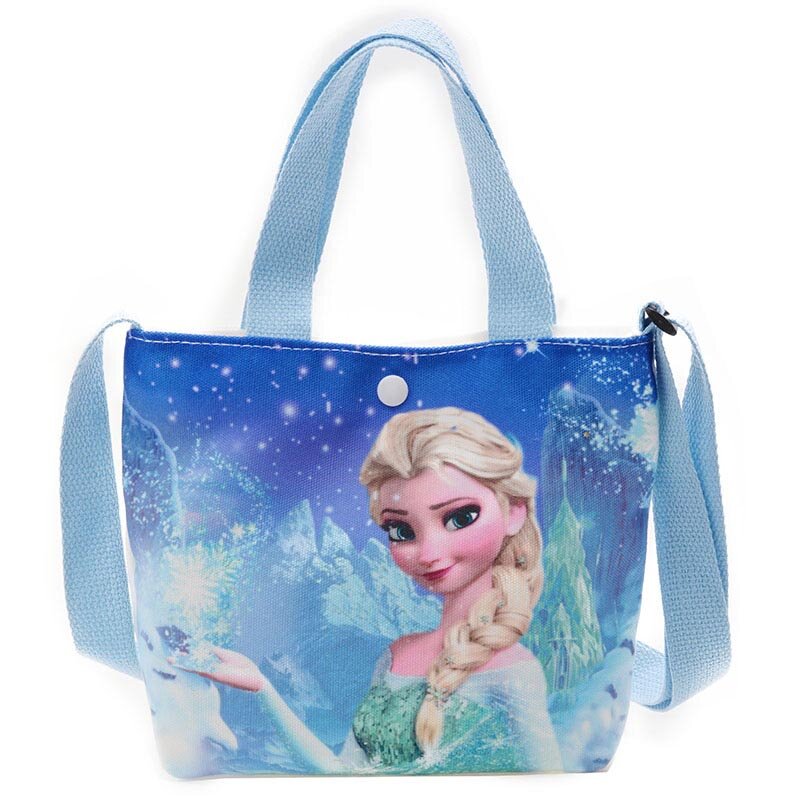 Disney Cartoon Print Crossbody Bag para crianças, Frozen, Elsa, princesa, bolsas femininas, multifuncional bolsa de lona presente de aniversário