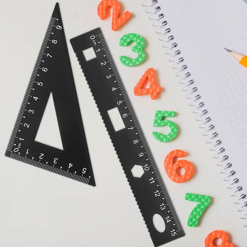Das dreieckige Lineal-Set aus Aluminium enthält 2 dreieckige Lineal-Winkelmesser und ein mathematisches Geometrie-Werkzeug mit linearem Lineal für Studenten