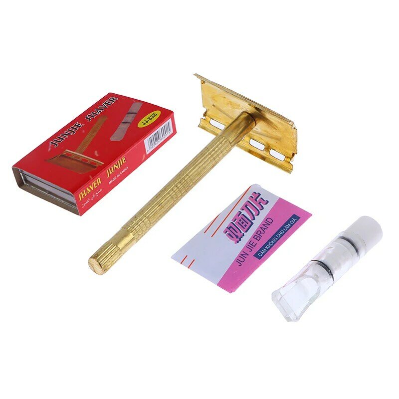 Maquinilla de afeitar de seguridad de acero inoxidable con mango de caja, herramienta de afeitado Manual, maquinilla de afeitar Facial para hombres