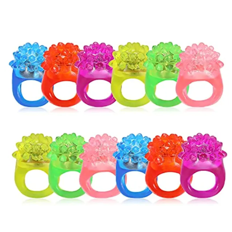 Colorful 12pcs LED Ring Strawberry Flashing Finger Strawberry Soft Ring Ring Soft Silicone Strawberry Colorful Party Supplie