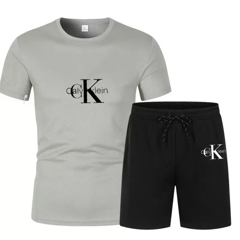 T-Shirt à manches courtes pour homme, short de plage, séchage rapide, sport, décontracté, été, 2 pièces