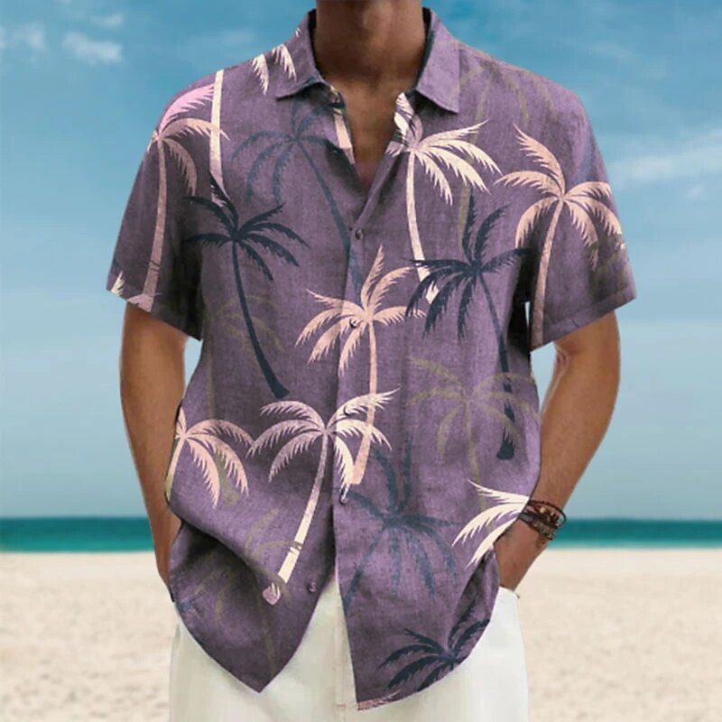 Hawaiian Shirts For Men Short Sleeve Tops New Coconut Treeo Graphic 3d Shirt Fashion Streetwear 5XL Summer Clothing Men's Blouse