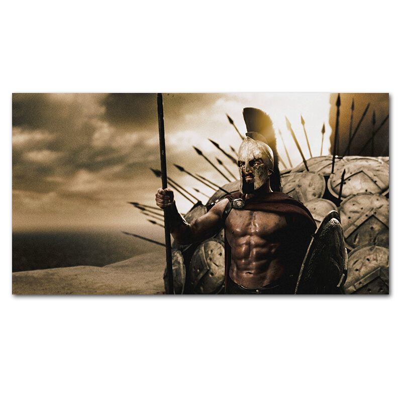Film 300 Spartans Pertempuran Perang Cetak Seni Kanvas Poster untuk Ruang Tamu Dekorasi Rumah Gambar Dinding