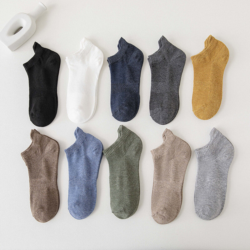 Mens Solid Color Sock Slippers Casual Fashion Low Cut Ankle Socks Men Male Spring Summer Thin Cotton Breathable Short Socks Gift