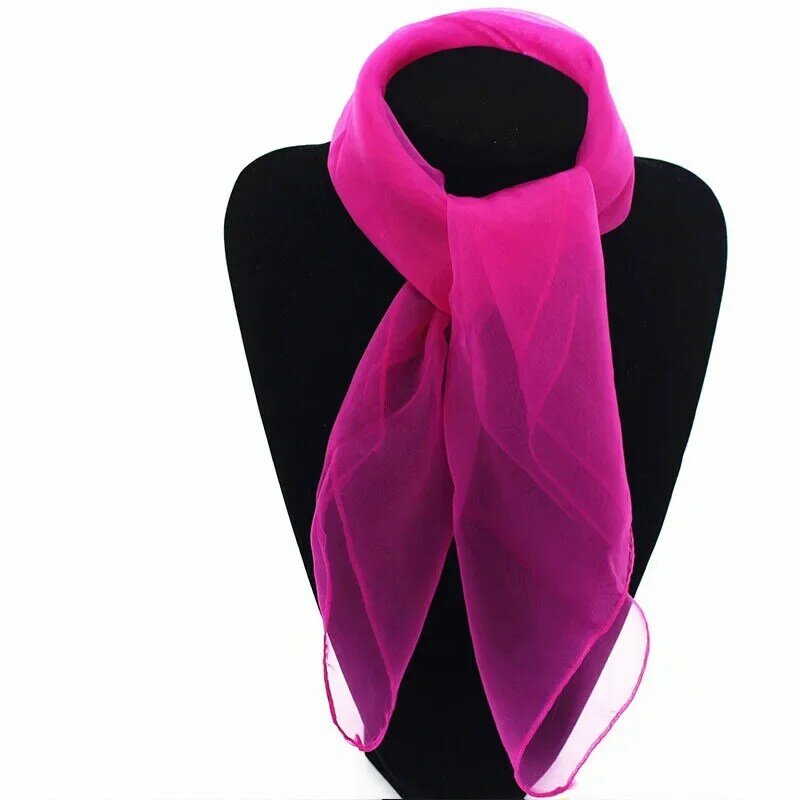 Женский модный однотонный шарф для девушек, шифоновая квадратная Женская Солнцезащитная теплая повязка на шею, цветная бандана для девочек