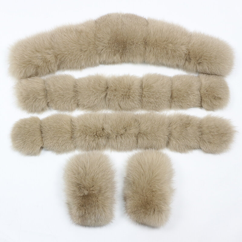 Puños de Cuello de piel 2023 auténtica, piel de zorro de mapache Natural grande, moda de invierno, 100%