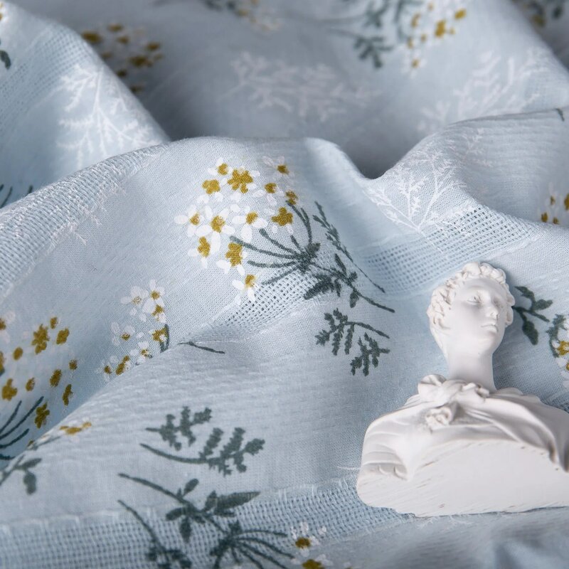 Жаккардовая хлопчатобумажная ткань с вышивкой, японское платье с принтом маргариток, юбка, ткань для одежды, парча для шитья, сделай сам