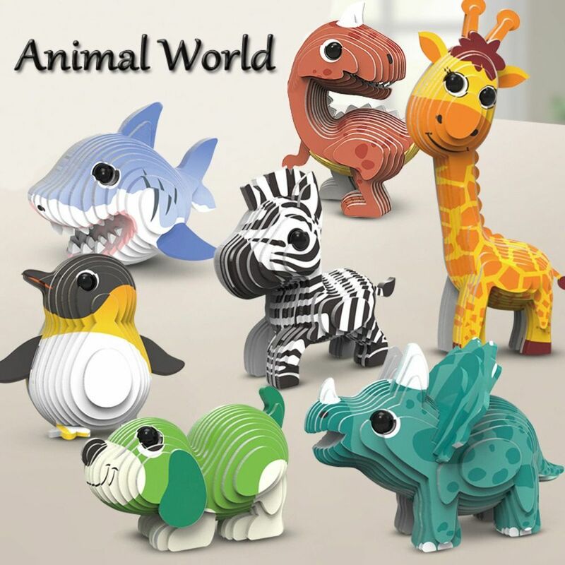 3d papel quebra-cabeça com girafa design para crianças