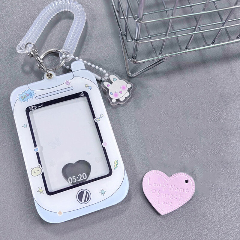 Lovely Cute Girls Cartoon Acrylic Idol Photocard Holder Keychain Pendant Card Holder ID Badge Holder Decorative Bag Pendant Case