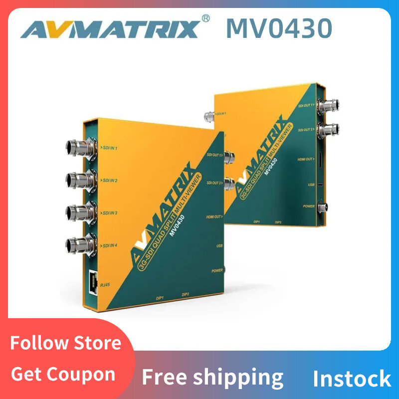 AVMATRIX MV0430 3G-SDI Quad Split multivisor para Monitor SDI con 11 formatos de salida seleccionables, interruptores DIP de fácil Control