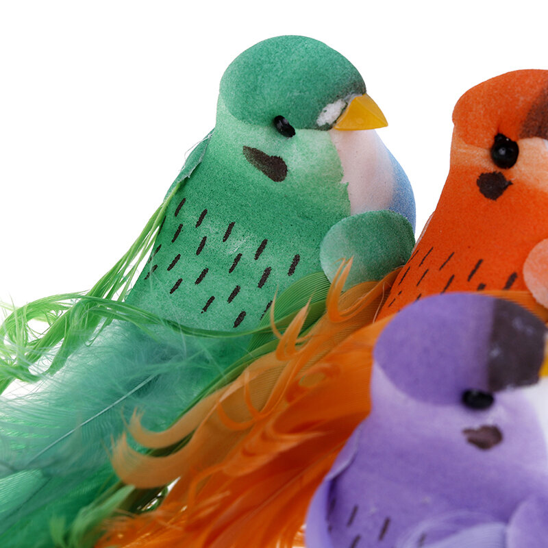 Burung Buatan Busa Bulu Warna-warni Mini Tit Kerajinan Burung DIY Buatan Emulasi Burung Model Burung Lucu
