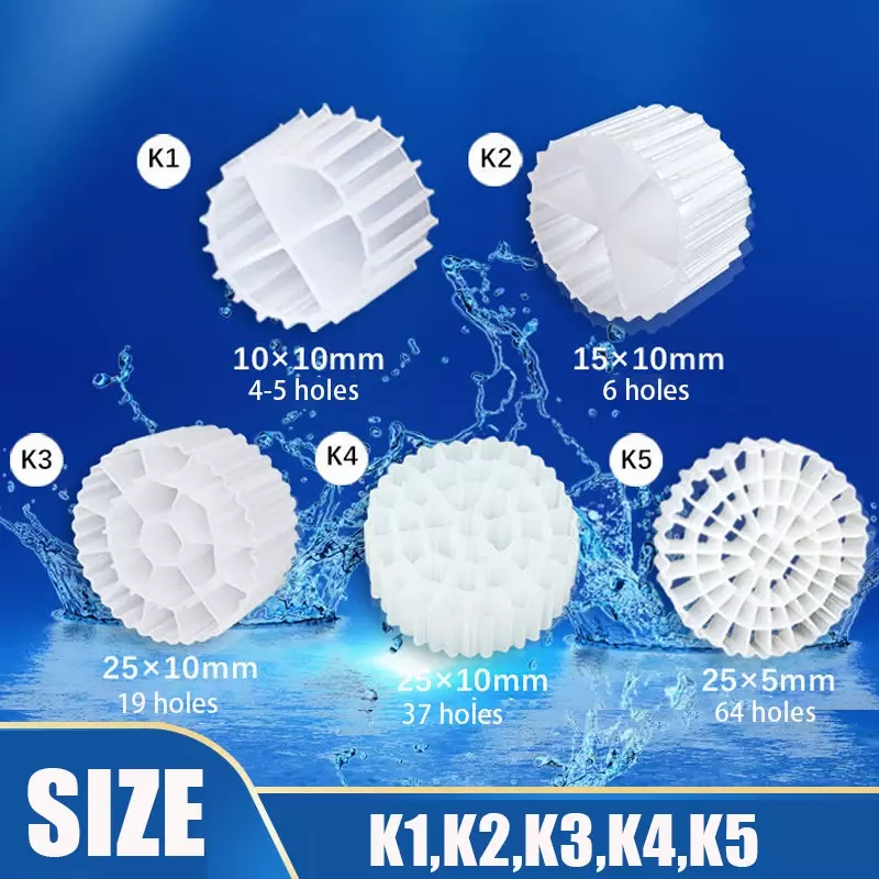 K1 k2 k3 k4 k5 mbbr aquário lagoa koi plástico bioquímica filtro meios fluidizados cama tanque de peixes acessórios filtro de queda