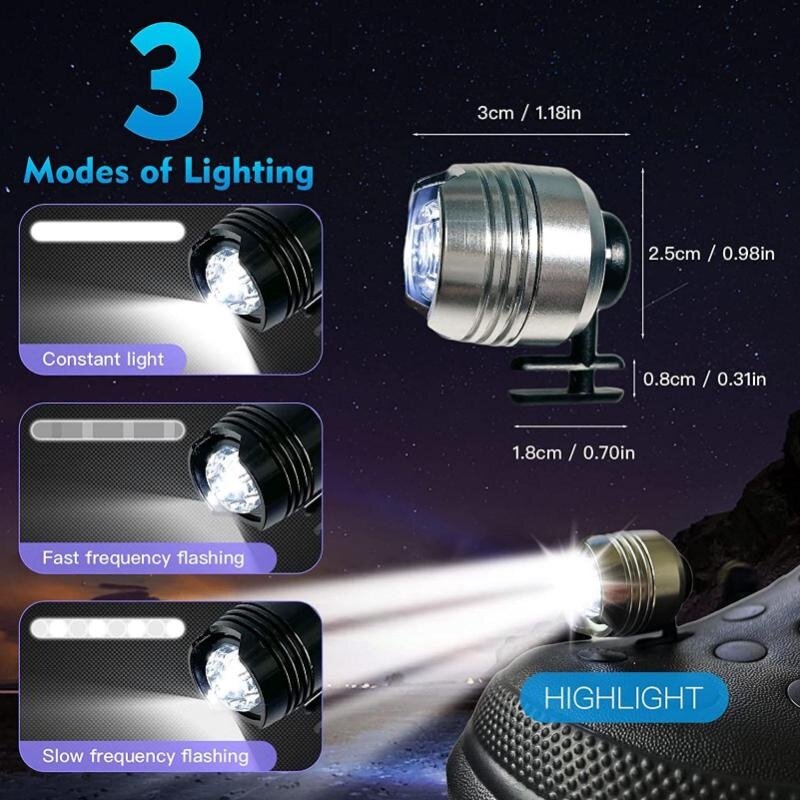 Headlamp for Shoes ABS Lights Flashlight Attachment for Slippers IPX5 Waterproof Running Shoes Headlight 3Modes for Adults Kids