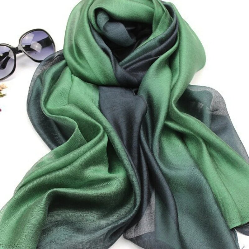 Dual Use Long Scarf Shawl Portable Lightweight Silk Scarves For Summer