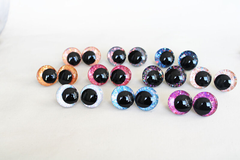 20pcs 12mm 14 16 18 20 25 30mm 35mm  New Cartoon 3D glitter toy safety eyes  doll pupil eyes  with washer--color size option-T10