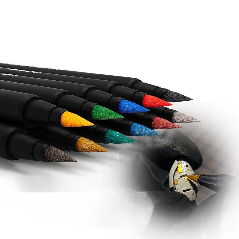 DSPIAE Soft Tipped Markers 11 Colors Brush Pen Set Paint Tool Sets Red Blue Green Yellow Black Yellow Gray Gold 11Pcs/set