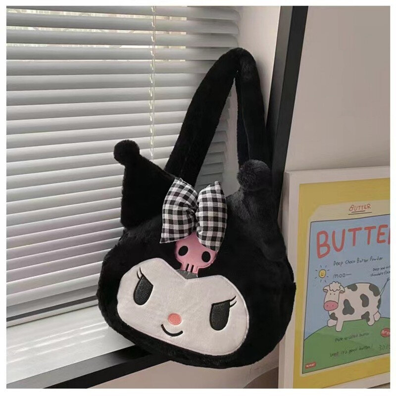 Sanrio Plush Cinnamoroll Melody Kuromi Women Tote Handbags Shoulder Bags Fashion Female Messenger Bags Purses Gifts 2024