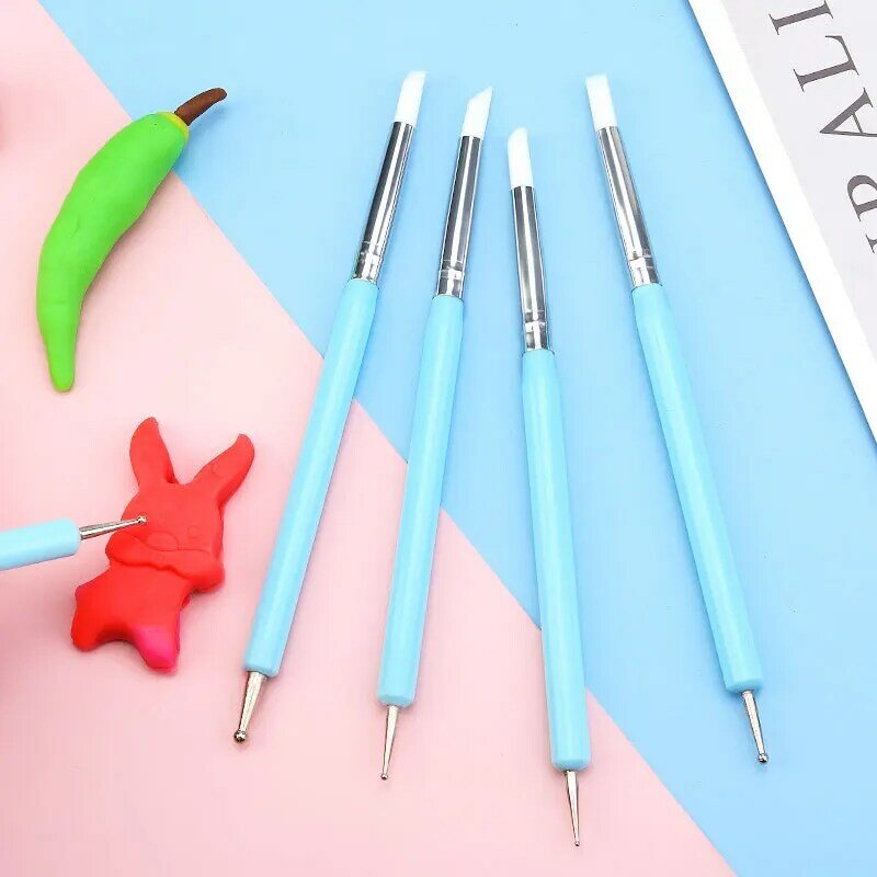 5/10Pcs Siliconen Clay Sculpting Tool Voor Borstel Modellering Puntjes Nail Art Aardewerk Klei Gereedschappen Diy Carving Beeldhouwen gereedschap