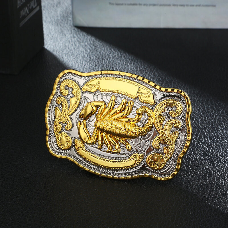 Western cowboy zinc alloy animal two-color large square scorpion men's matching belt accessories men's belt buckle