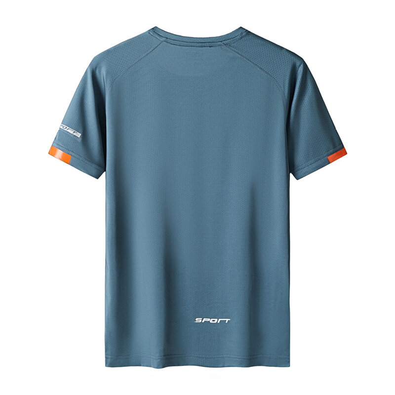 Летняя мужская Спортивная футболка с коротким рукавом, быстросохнущая эластичная мужская одежда большого размера, футболки для походов