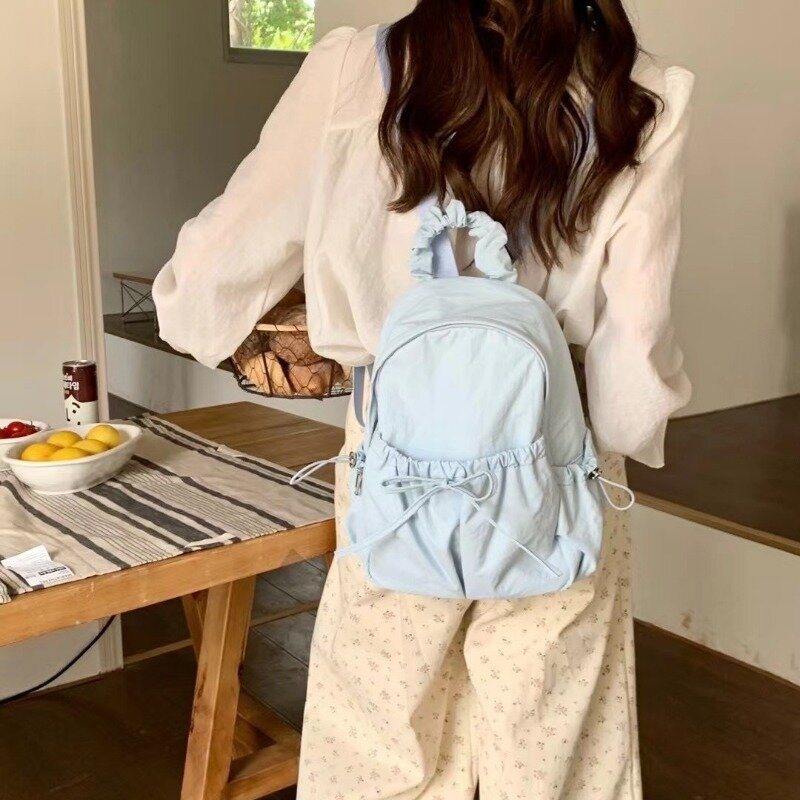 Xiuya Korean Style Womens Backpack Aesthetic Fashion Elegant Students Small Travel Backpack Lightweight Casual Luxury Female Bag