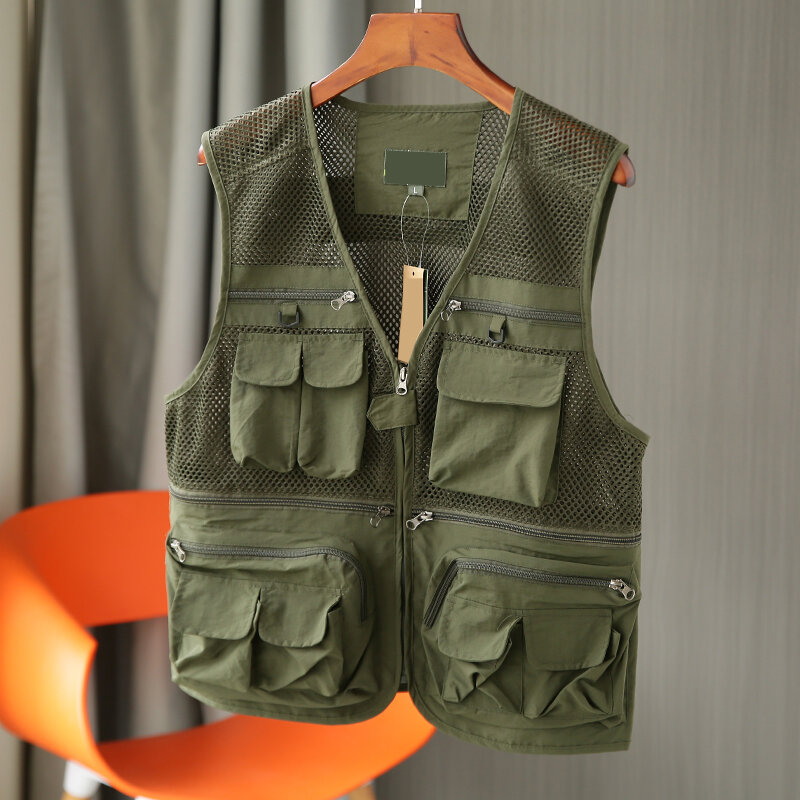 Multi-functional vest outdoor multi-pocket vest fishing vest men's vest mesh thin jacket