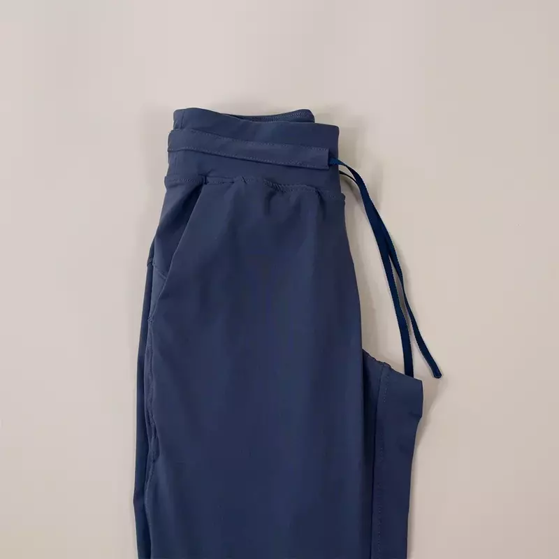 Lulu-pantalones de Yoga elásticos para mujer, Joggers de tiro alto con cordón, Joggers de longitud completa, pantalones de chándal diseñados para correr en movimiento