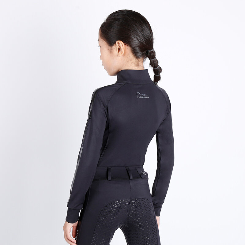 Giacca con Zip a maniche lunghe per bambini, maglietta elasticizzata per bambini, cappotto da cavallo da corsa, vestito di colore nero per motociclisti, ragazzo e ragazza