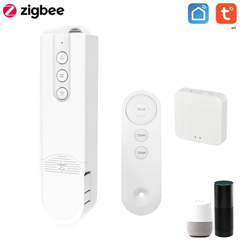 Smart Blind Motor Driver+Remote Control+Zigbee Gateway Automatic Electric Roller Shutter Shadows Lifting White Plastic