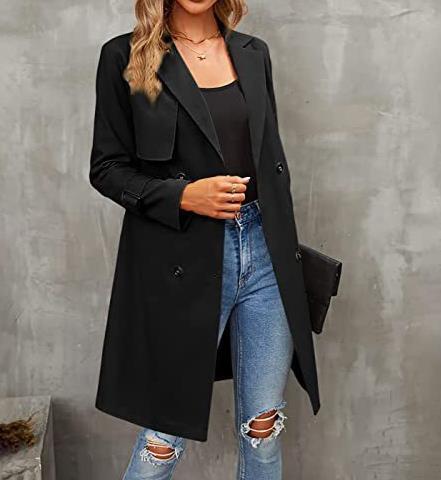 Mantel klasik kancing dua baris mantel klasik mantel panjang wanita 2023 wanita terlaris mode baru
