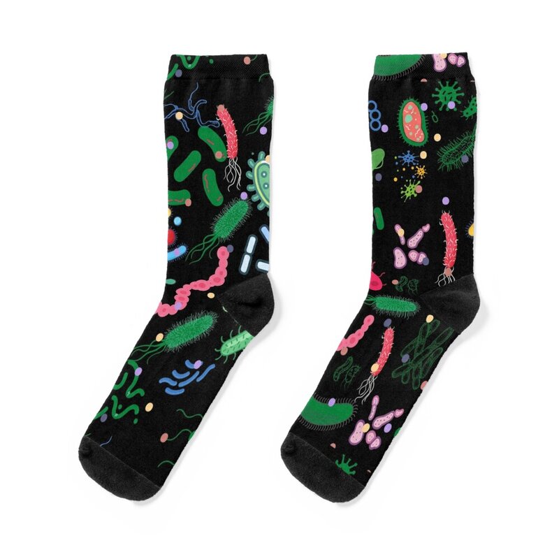 Chaussettes de sport à motif microbiologiste pour hommes et femmes, microbes, virus, bactéries, microbiologie, Noël, vente en gros