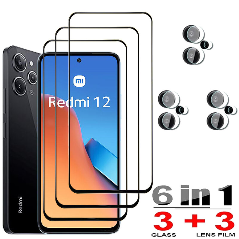 HD Verre protecteur pour Xiaomi Redmi 12 Protecteurs d'écran Redmi Note 13 12 Pro 4G 5G Verre trempé et film Camera Redmi12 Note 12S Glass Redmi 12C 13C Film avant anti-rayures pour téléphone
