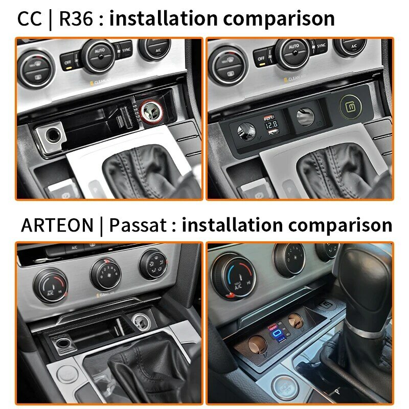 Автомобильное зарядное устройство для Volkswagen Passat B6/B7/B8/CC/ARTEON/R36, быстрая зарядка 4,0, QC4.0, QC3.0, SCP, 5A, для iPhone, Xiaomi