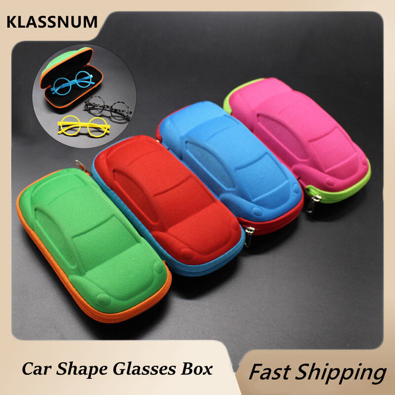 Car Shaped Glasses Case para crianças, Cute Glasses Strage Bag Box, Kids Sunglasses Cases, Automobile Styling Zipper Bags, 2024