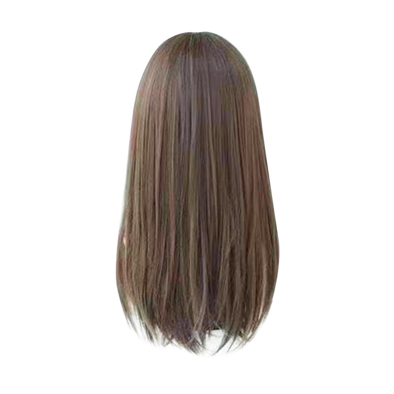 Rambut lurus panjang dengan poni wig sintetis gaya rambut anak perempuan rambut palsu rajutan gaya sama seperti idola Jepang dan Korea
